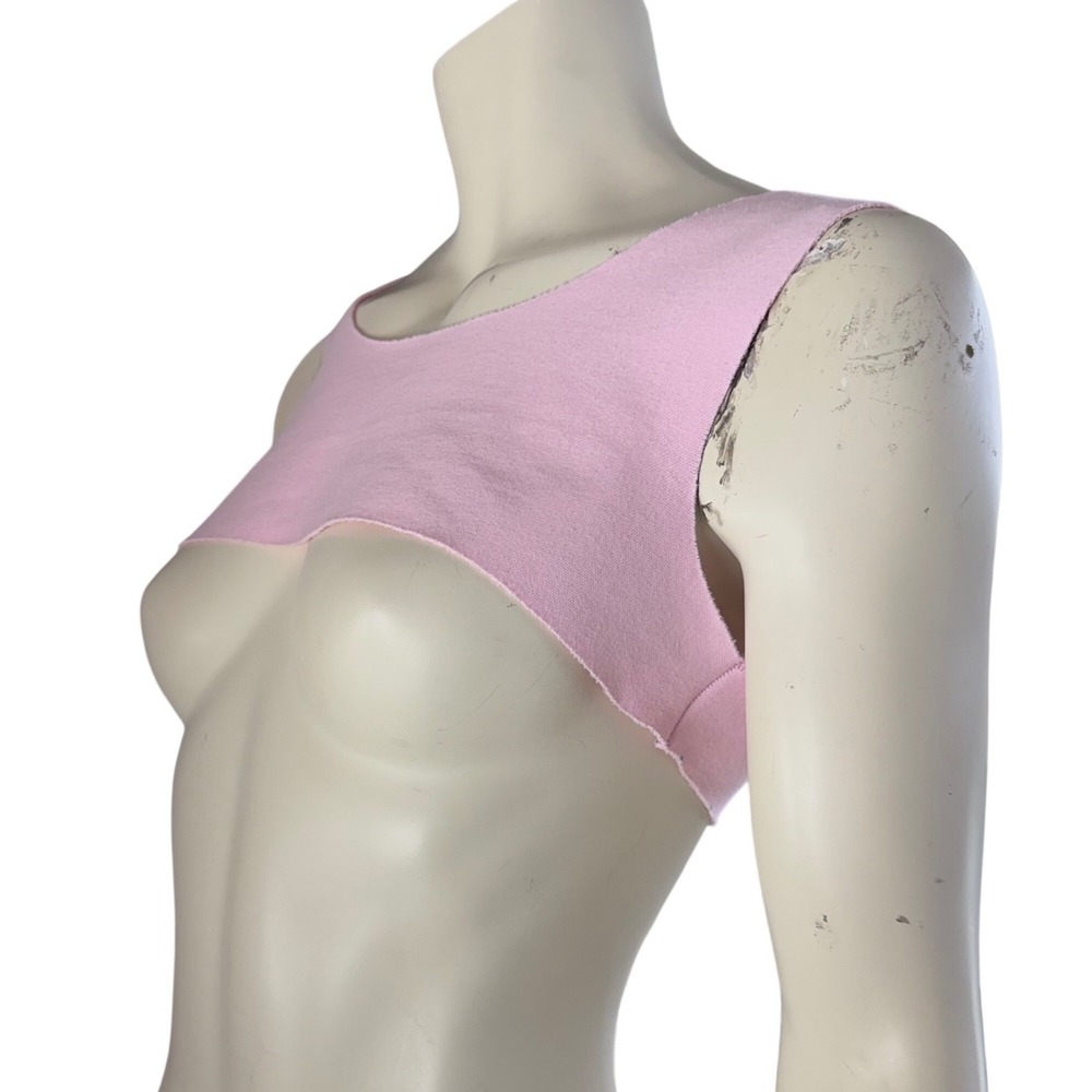 Simple Micro Crop Top Pink Jersey Tank Ultra Short Y2K Festival‎ Baddie Size S